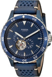 Buy Shop Fossil Crewmaster Sports Automatic Blue Dial Blue Leather Strap Watch for Men - ME3149 USA Online