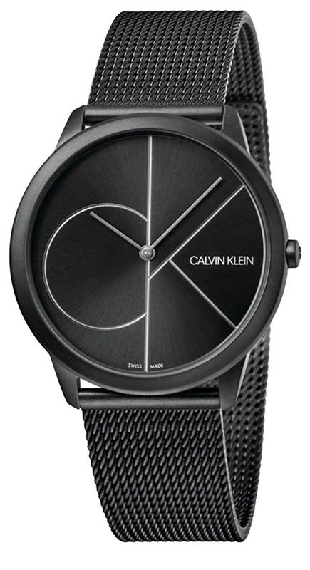 Buy Shop Calvin Klein Minimal Black Dial Black Mesh Bracelet Watch for Men - K3M5145X USA Online
