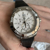 Buy Shop Tag Heuer Aquaracer Chronograph White Dial Black Rubber Strap Watch for Men - CAY1111.FT6041 USA Online