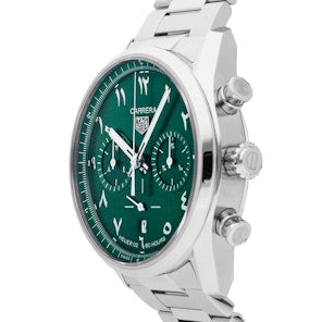 Buy Shop Tag Heuer Carrera Automatic Chronograph Limited Edition Green Dial Silver Steel Strap Watch for Men - CBN2014.EB0240 USA Online