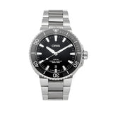 Oris Aquis Date Black Dial Silver Steel Strap Watch for Men - 0173377304134-0782405PEB