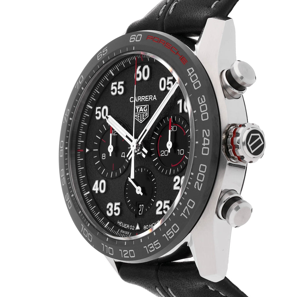Buy Shop Tag Heuer Carrera Porsche Chronograph Special Edition Black Dial Black Leather Strap Watch for Men - CBN2A1F.FC6492 USA Online