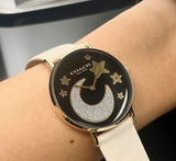 Buy Shop Coach Perry Black Dial White Leather Strap Watch for Women - 14503041 USA Online