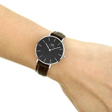 Buy Shop Daniel Wellington Classic Petite York Black Dial Brown Leather Strap Watch For Women - DW00100182 USA Online