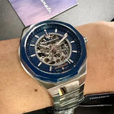Buy Shop Maserati Stile Automatic Skeleton Silver Dial Silver Steel Strap Watch For Men - R8823142004 USA Online