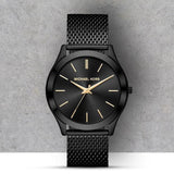 Buy Shop Michael Kors Slim Runway Black Dial Black Mesh Strap Watch for Women - MK8607 USA Online