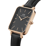 Buy Shop Daniel Wellington Quadro Black Dial Black Leather Strap Watch For Women - DW00100449 USA Online