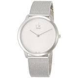Buy Shop Calvin Klein Minimal White Dial Silver Mesh Bracelet Watch for Men - K3M2112Y USA Online