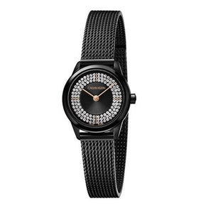Buy Shop Calvin Klein Minimal Diamonds Black Dial Black Mesh Bracelet Watch for Women - K3M2342R USA Online