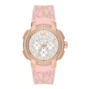 Buy Shop Michael Kors Sidney Multifunction White Dial Pink Silicone Strap Watch For Women - MK7222 USA Online