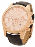 Buy Shop Michael Kors Lexington Chronograph Rose Gold Dial Black Leather Strap Watch For Men - MK8516 USA Online