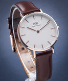 Buy Shop Daniel Wellington Classic Petite Bristol White Dial Brown Leather Strap Watch For Women - DW00100171 USA Online