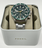 Buy Shop Fossil Bannon Chronograph Green Dial Silver Steel Strap Watch for Men - BQ2492 USA Online