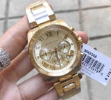 Buy Shop Michael Kors Brecken Chronograph Gold Dial Gold Steel Strap Watch For Women - MK6366 USA Online