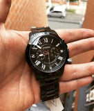 Buy Shop Fossil Grant Chronograph Black Dial Black Steel Strap Watch for Men - FS4832 USA Online