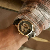 Buy Shop Fossil Townsman Automatic Skeleton Black Dial Black Leather Strap Watch for Men - ME3210 USA Online