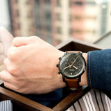 Buy Shop Fossil Goodwin Luggage Chronograph Black Dial Brown Leather Strap Watch for Men - FS5501 USA Online