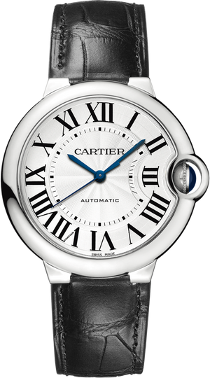 Buy Shop Cartier Ballon Bleu De Cartier Silver Dial Black Leather Strap Watch for Women - WSBB0028 USA Online