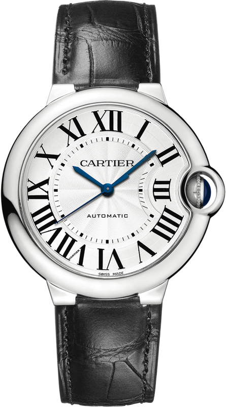 Buy Shop Cartier Ballon Bleu De Cartier Silver Dial Black Leather Strap Watch for Women - WSBB0028 USA Online