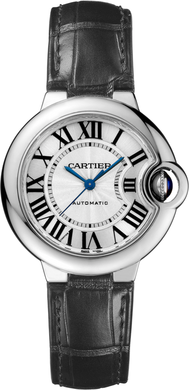 Buy Shop Cartier Ballon Bleu De Cartier Silver Dial Black Leather Strap Watch for Women - WSBB0030 USA Online