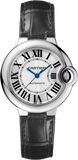 Buy Shop Cartier Ballon Bleu De Cartier Silver Dial Black Leather Strap Watch for Women - WSBB0030 USA Online
