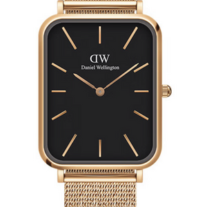 Buy Shop Daniel Wellington Quadro Pressed Melrose Black Dial Gold Mesh Bracelet Watch For Men - DW00100466 USA Online