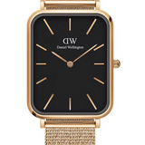 Buy Shop Daniel Wellington Quadro Pressed Melrose Black Dial Gold Mesh Bracelet Watch For Men - DW00100466 USA Online