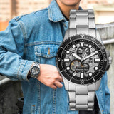 Buy Shop Fossil FB-01 Automatic Skeleton Black Dial Silver Steel Strap Watch for Men - ME3190 USA Online