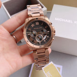 Buy Shop Michael Kors Brecken Chronograph Analog Black Dial Rose Gold Steel Strap Watch For Women - MK8563 USA Online