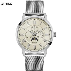 Buy Shop Guess Delancy White Dial Silver Mesh Bracelet Watch for Men - W0871G4 USA Online