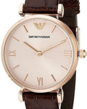 Buy Shop Emporio Armani Classic Quartz Pink Dial Brown Leather Strap Watch For Women - AR1911 USA Online