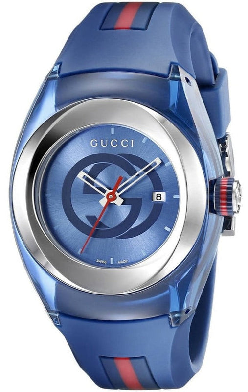 Buy Shop Gucci Sync Quartz Blue Dial Blue Rubber Strap Watch For Men - YA137304 USA Online