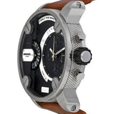 Buy Shop Diesel SBA Dual Time Black Dial Brown Leather Strap Watch For Men - DZ7264 USA Online
