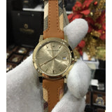 Burberry The City Gold Dial Brown Leather Strap Watch for Women - BU9133