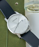 Buy Shop Calvin Klein City White Dial Black Leather Strap Watch for Men - K2G2G1CD USA Online