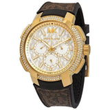 Buy Shop Michael Kors Sidney Multifunction White Dial Brown Leather Strap Watch For Women - MK6948 USA Online