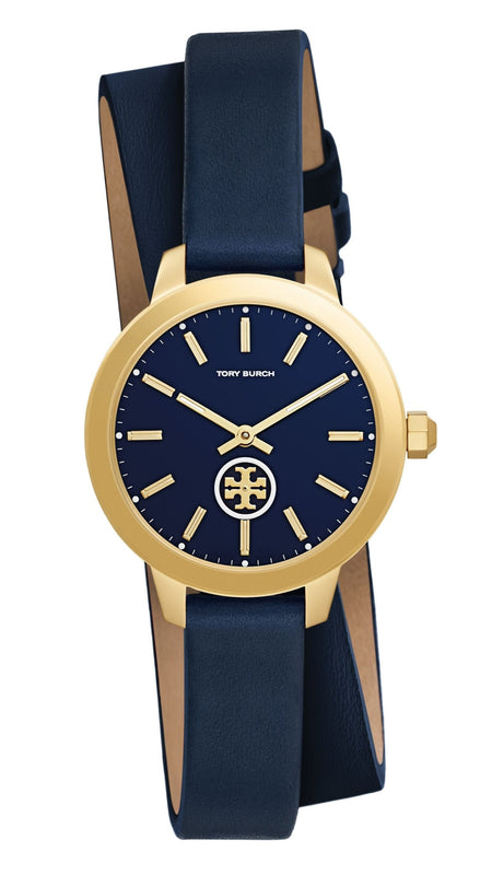 Buy Shop Tory Burch Collins Quartz Blue Dial Blue Leather Strap Watch for Women - TBW1303 USA Online