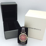 Buy Shop Emporio Armani Gianni T Bar Burgundy Dial Burgundy Leather Strap Watch For Women - AR1757 USA Online