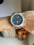 Buy Shop Fossil Bronson Chronograph Luggage Blue Dial Brown Leather Strap Watch for Men - FS5829 USA Online