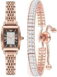 Buy Shop Emporio Armani Gianni T-Bar Analog Crystal Brown Dial Rose Gold Steel Strap Watch For Women - AR11407 USA Online