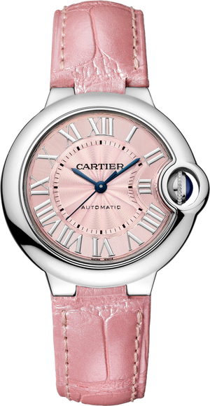 Buy Shop Cartier Ballon Blue De Cartier Pink Dial Pink Leather Strap Watch for Women - WSBB0031 USA Online