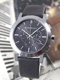 Burberry The City Grey Dial Black Leather Strap Watch for Men - BU9359