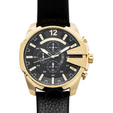Buy Shop Diesel Mega Chief Chronograph Black Dial Black Leather Strap Watch For Men - DZ4344 USA Online