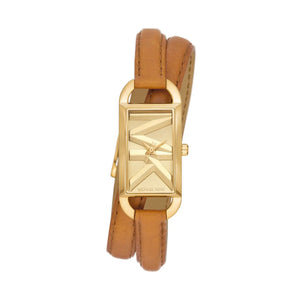 Buy Shop Michael Kors Empire Three Hand Gold Dial Brown Leather Strap Watch for Women - MK4721 USA Online