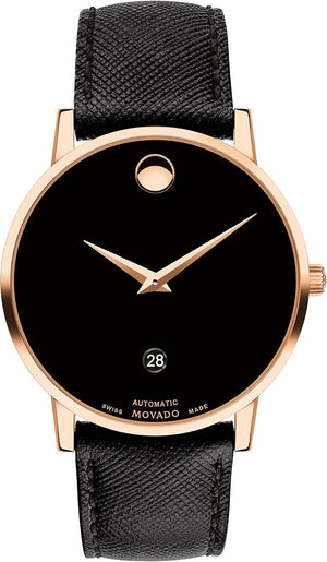 Buy Shop Movado Museum Classic Black Dial Black Leather Strap Watch for Men - 0607196 USA Online