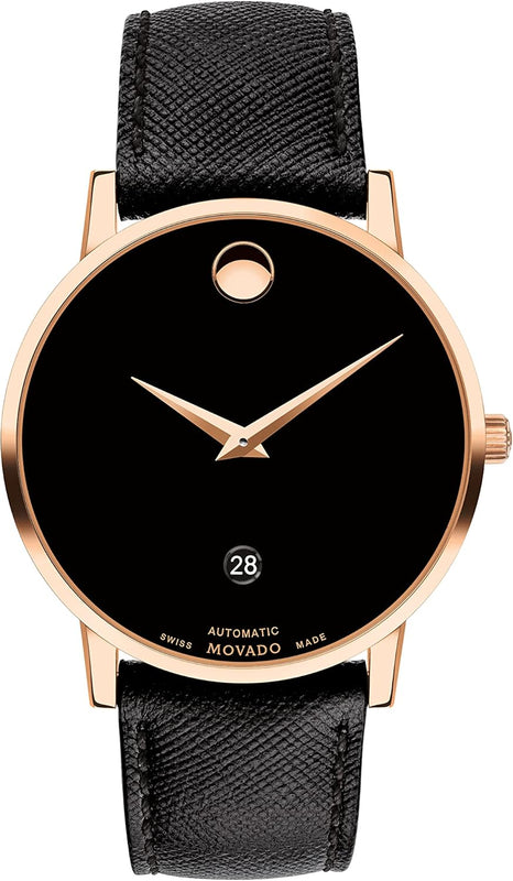 Buy Shop Movado Museum Classic Black Dial Black Leather Strap Watch for Men - 0607196 USA Online