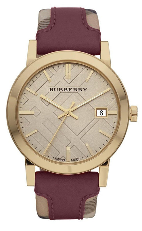 Buy Shop Burberry The City Gold Dial Orange Leather Strap Watch for Women - BU9017 USA Online