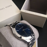 Buy Shop Michael Kors Slim Runway Quartz Blue Dial Silver Steel Strap Watch For Women - MK3379 USA Online