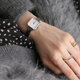 Buy Shop Daniel Wellington Quadro Studio White Dial Silver Mesh Bracelet Watch For Women - DW00100521 USA Online