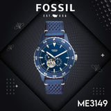 Buy Shop Fossil Crewmaster Sports Automatic Blue Dial Blue Leather Strap Watch for Men - ME3149 USA Online